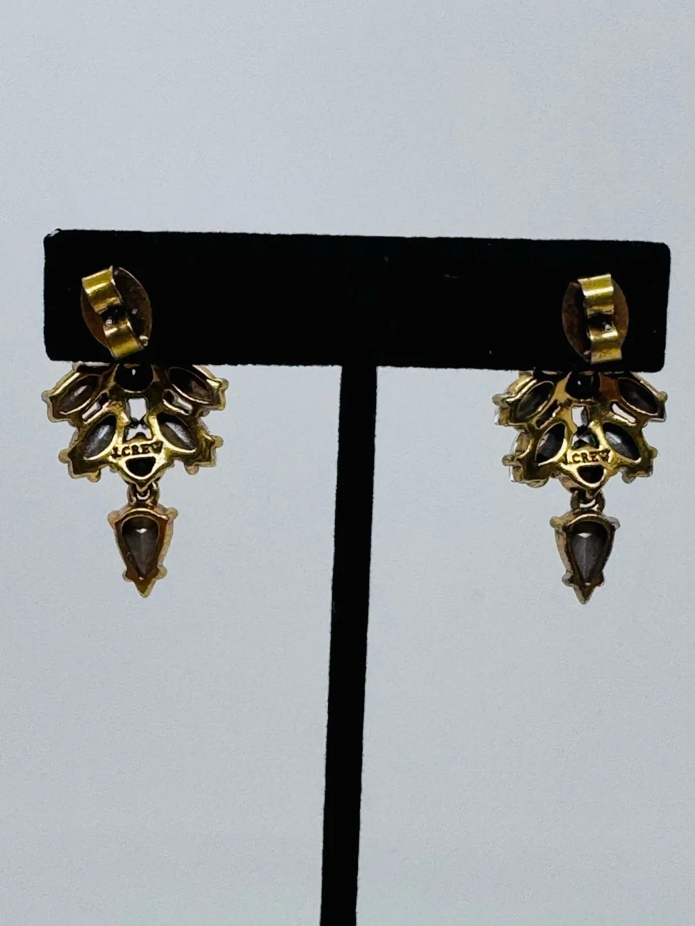 J. Crew Vintage Crystal Cluster Drop Statement Earrings Antiqued Gold
